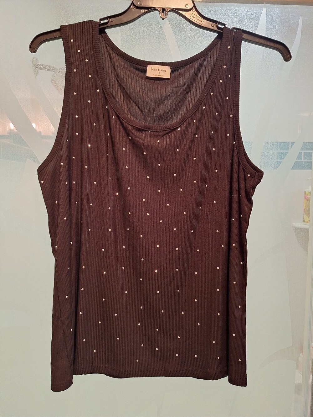 Free People Black Studded Ribbed Tank Top Soft And Stretchy